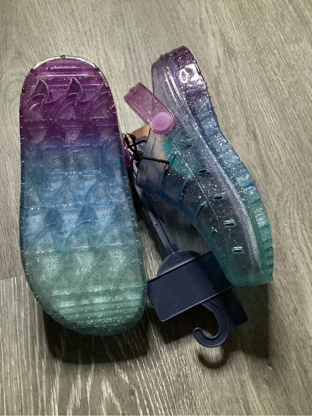 Rugged Shark Kids' Purple Glitter Jelly Water Shoes